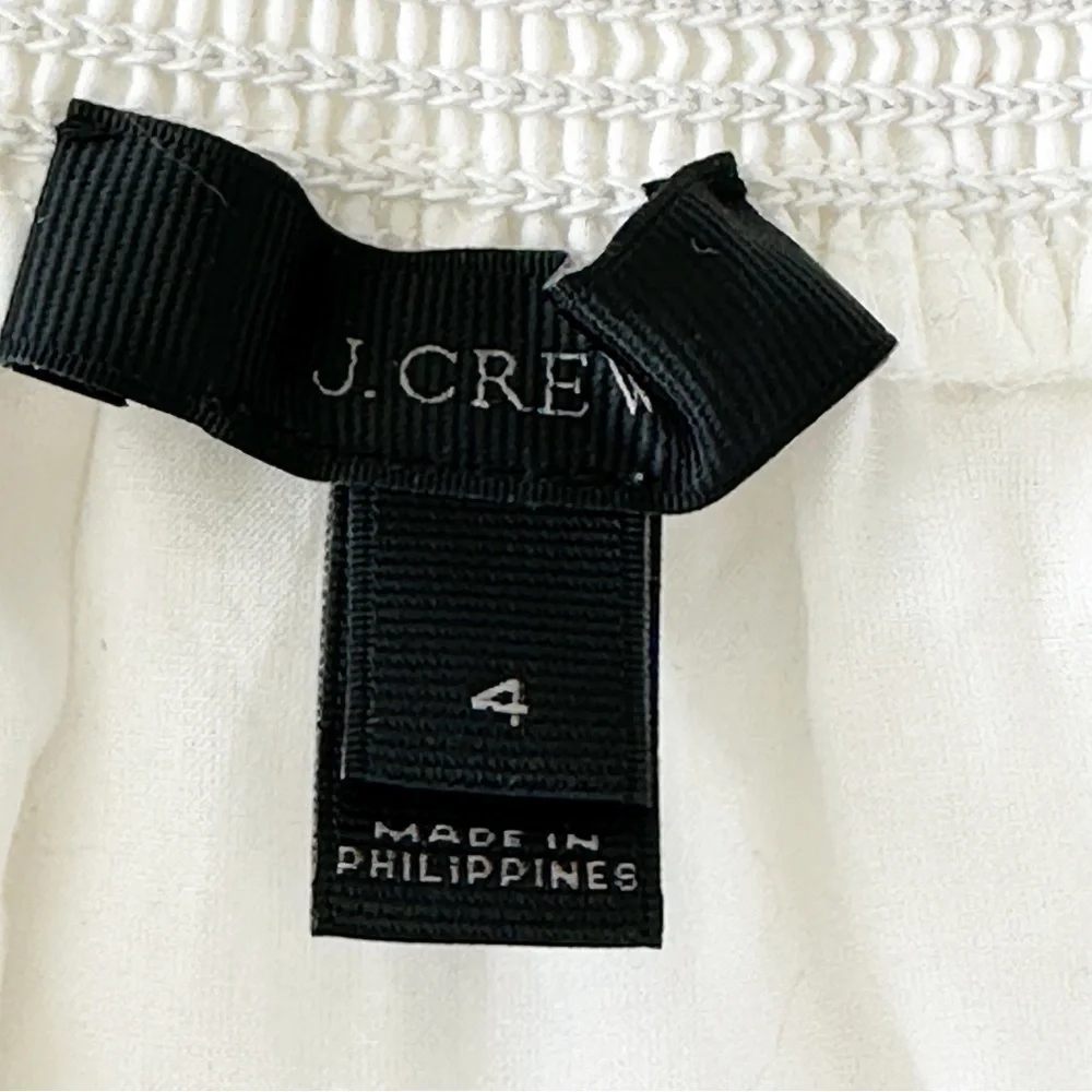 J. Crew Smocked Off Shoulder Cotton Poplin Dress White Size 4